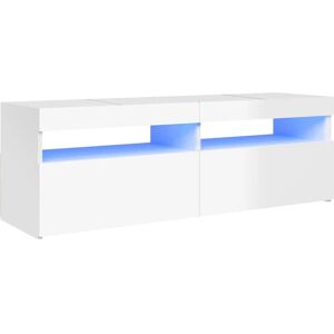 vidaXL Gabinete de TV com Luzes LED Brilhante Branco - Gabinete TV vidaXL Gabinete de TV com Luzes LED Brilhante Branco - Gabinete TV