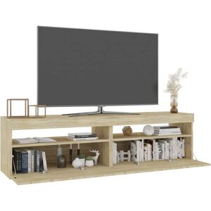 vidaXL TV Cabinet with LED Lights Sonoma Oak - Modern Media Unit vidaXL TV Cabinet with LED Lights Sonoma Oak - Modern Media Unit