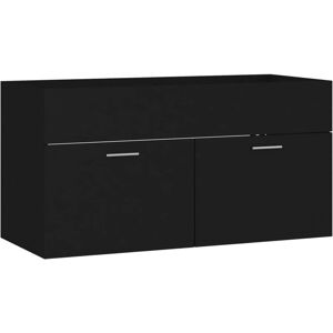 vidaXL Sink Cabinet Black Engineered Wood Washroom Bathroom Cupboard - Sink Cabinet vidaXL Sink Cabinet Black Engineered Wood Washroom Bathroom Cupboard - Sink Cabinet