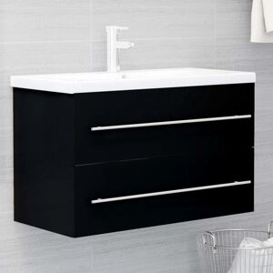 vidaXL Black 80x38.5x48 cm Engineered Wood Sink Cabinet vidaXL Black 80x38.5x48 cm Engineered Wood Sink Cabinet