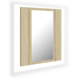 vidaXL Sonoma Oak LED Bathroom Mirror Cabinet - Bathroom Mirror Cabinet vidaXL Sonoma Oak LED Bathroom Mirror Cabinet - Bathroom Mirror Cabinet