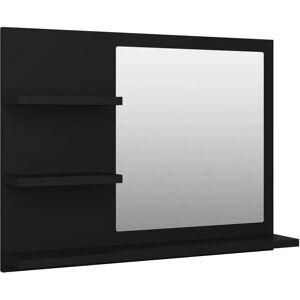 vidaXL Bathroom Mirror Black Engineered Wood Washroom Wall Mirror - Bathroom Mirror vidaXL Bathroom Mirror Black Engineered Wood Washroom Wall Mirror - Bathroom Mirror