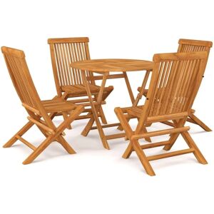 vidaXL Solid Teak Wood Garden Dining Set 5 Piece Furniture Table and Chair - Garden Dining Set vidaXL Solid Teak Wood Garden Dining Set 5 Piece Furniture Table and Chair - Garden Dining Set