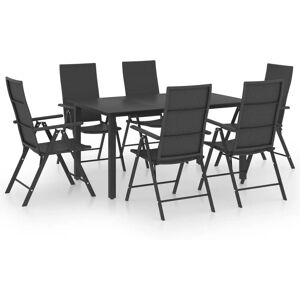 vidaXL Garden Dining Set 7 Piece Black Outdoor Table and Chairs - Garden Dining Set vidaXL Garden Dining Set 7 Piece Black Outdoor Table and Chairs - Garden Dining Set