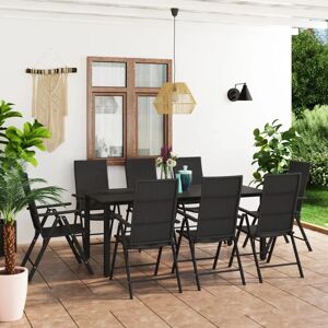 vidaXL Garden Dining Set 9 Piece Black Outdoor Table and Chairs vidaXL Garden Dining Set 9 Piece Black Outdoor Table and Chairs