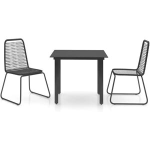 vidaXL Garden Dining Set 3 Piece PVC Rattan Black Outdoor Table and Chairs vidaXL Garden Dining Set 3 Piece PVC Rattan Black Outdoor Table and Chairs