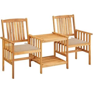 VidaXL Gartemöbel-Set - Rustikales Akazienholz - Beige Kissen - Garten Terrasse VidaXL Gartemöbel-Set - Rustikales Akazienholz - Beige Kissen - Garten Terrasse