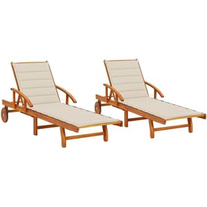 VidaXL Buiten Ligstoel - Verstelbare Acaciahouten Tuinloungebed VidaXL Buiten Ligstoel - Verstelbare Acaciahouten Tuinloungebed