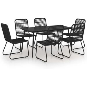vidaXL Outdoor Dining Set 7 Piece Poly Rattan and Glass Furniture Chair Table vidaXL Outdoor Dining Set 7 Piece Poly Rattan and Glass Furniture Chair Table