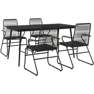 vidaXL Garden Dining Set Black PVC Rattan - Garden Dining Set vidaXL Garden Dining Set Black PVC Rattan - Garden Dining Set