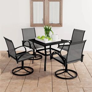 vidaXL Garden Dining Set 5 Piece Textilene and Steel Table and Chairs - Garden Dining Set vidaXL Garden Dining Set 5 Piece Textilene and Steel Table and Chairs - Garden Dining Set