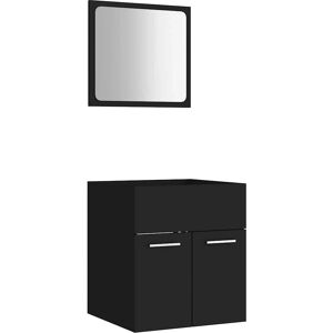 vidaXL Bathroom Furniture Set 2 Piece Black Engineered Wood - Bathroom Furniture Set vidaXL Bathroom Furniture Set 2 Piece Black Engineered Wood - Bathroom Furniture Set