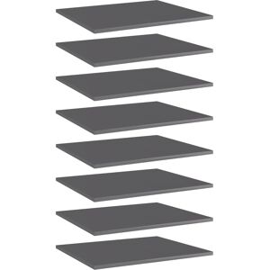 vidaXL Bookshelf Boards 8 pcs High Gloss Grey - Bookshelf Boards vidaXL Bookshelf Boards 8 pcs High Gloss Grey - Bookshelf Boards