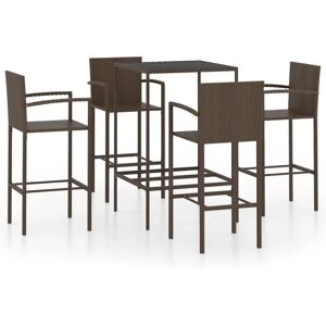 vidaXL Garden Bar Set 5 Piece Poly Rattan Brown Outdoor Furniture - Garden Bar Set vidaXL Garden Bar Set 5 Piece Poly Rattan Brown Outdoor Furniture - Garden Bar Set