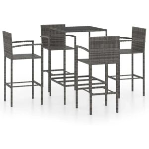 vidaXL Garden Bar Set 5 Piece Grey Outdoor Furniture - Garden Type vidaXL Garden Bar Set 5 Piece Grey Outdoor Furniture - Garden Type
