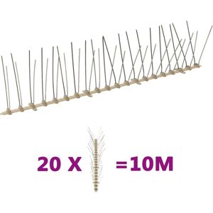 Vidaxl Bird Spike Set - 10m, 20 pcs, Stainless Steel & Plastic Vidaxl Bird Spike Set - 10m, 20 pcs, Stainless Steel & Plastic