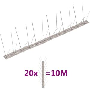 vidaXL 4-row Stainless Steel Bird and Pigeon Spikes Set of 20 - 10 m vidaXL 4-row Stainless Steel Bird and Pigeon Spikes Set of 20 - 10 m