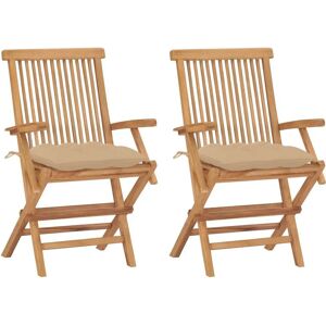 vidaXL Gartenstühle 2er Set Teak Beige vidaXL Gartenstühle 2er Set Teak Beige