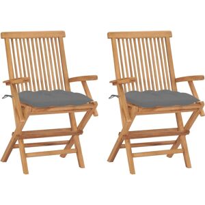 vidaXL Gartensessel-Set - Teak Grau - Klappbar, Gepolstert vidaXL Gartensessel-Set - Teak Grau - Klappbar, Gepolstert