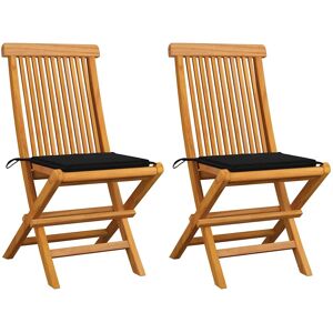 VidaXL Gartensessel - Polster Sitz Teak Schwarz VidaXL Gartensessel - Polster Sitz Teak Schwarz