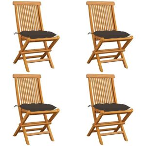 Maisonchic Teak Gartenstühle Set 4 Taupe Kissen - Garteneinrichtung Maisonchic Teak Gartenstühle Set 4 Taupe Kissen - Garteneinrichtung