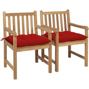 VidaXL 3062751 - Rot - Teak - Gepolsterte Sitzkante - Outdoor-Stuhl VidaXL 3062751 - Rot - Teak - Gepolsterte Sitzkante - Outdoor-Stuhl
