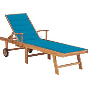 Chaise longue de jardin en teck vidaXL - Dossier réglable, 2 roues - Publicité Chaise longue de jardin en teck vidaXL - Dossier réglable, 2 roues - Publicité