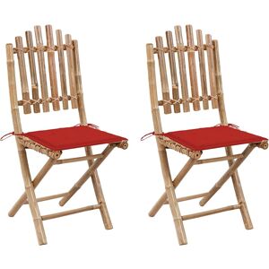vidaXL Gartenstuhl - Klappbar Bambus Rot - Gartenmöbel vidaXL Gartenstuhl - Klappbar Bambus Rot - Gartenmöbel