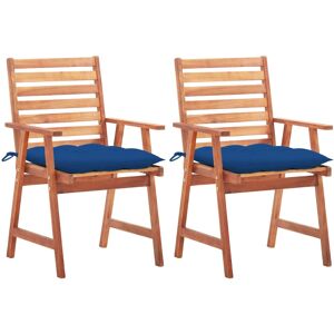 VidaXL Outdoorstuhl - Massives Akazienholz Blau Kissen VidaXL Outdoorstuhl - Massives Akazienholz Blau Kissen
