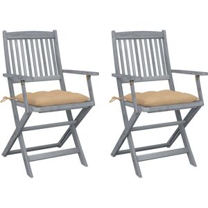 vidaXL Outdoorstuhl-Set - Zusammenklappbare Gartenstühle mit Kissen vidaXL Outdoorstuhl-Set - Zusammenklappbare Gartenstühle mit Kissen