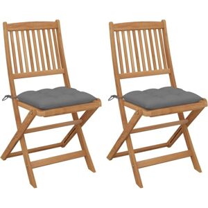 Maisonchic - Sedie da giardino pieghevoli 2 pz con cuscini - Grigio Maisonchic - Sedie da giardino pieghevoli 2 pz con cuscini - Grigio