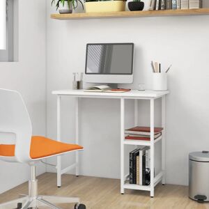 vidaXL White MDF Metal Computer Desk - Office Study Table vidaXL White MDF Metal Computer Desk - Office Study Table