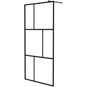 vidaXL Walk-in Shower Wall with Tempered Glass Black 100x195 cm - Walk-in Shower Wall vidaXL Walk-in Shower Wall with Tempered Glass Black 100x195 cm - Walk-in Shower Wall