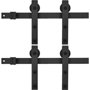 vidaXL 2x Sliding Door Hardware Kits Steel Black - Sliding Door Hardware Kit vidaXL 2x Sliding Door Hardware Kits Steel Black - Sliding Door Hardware Kit