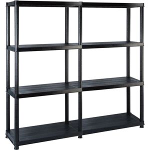vidaXL Storage Shelf 4-Tier Black Plastic Storage Organizer - Storage Shelf vidaXL Storage Shelf 4-Tier Black Plastic Storage Organizer - Storage Shelf