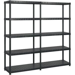 vidaXL Storage Shelf 5-Tier Black Plastic Storage Organiser Rack - Storage Shelf vidaXL Storage Shelf 5-Tier Black Plastic Storage Organiser Rack - Storage Shelf