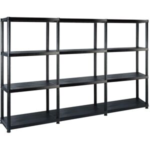 vidaXL Storage Shelf 4-Tier Black Plastic - Storage Shelf vidaXL Storage Shelf 4-Tier Black Plastic - Storage Shelf