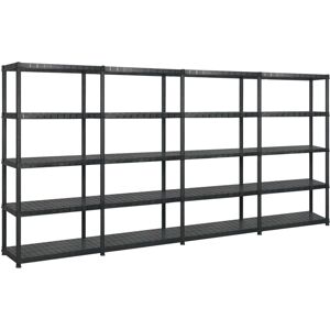 vidaXL Storage Shelf 5-Tier Black Plastic Indoor Home Furniture vidaXL Storage Shelf 5-Tier Black Plastic Indoor Home Furniture
