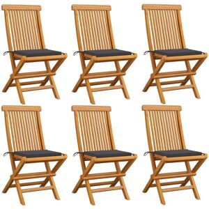 VidaXL Gartensessel - Teak Anthrazit - Klappbar, Polster, 6 Stück VidaXL Gartensessel - Teak Anthrazit - Klappbar, Polster, 6 Stück