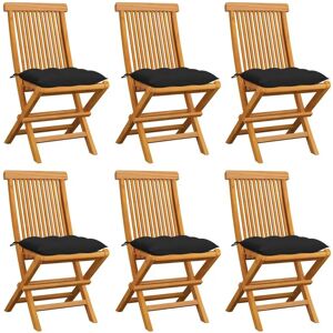 vidaXL Gartenstühle Set - Teak, Schwarz, 6 Stück vidaXL Gartenstühle Set - Teak, Schwarz, 6 Stück