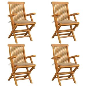 vidaXL Teak Gartenstühle - Set aus 4 Stühlen mit Kissen vidaXL Teak Gartenstühle - Set aus 4 Stühlen mit Kissen