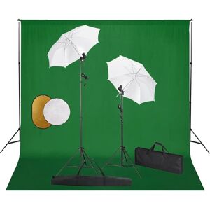 VidaXL Fotostudio Set met Verlichting & Groene Achtergrond VidaXL Fotostudio Set met Verlichting & Groene Achtergrond