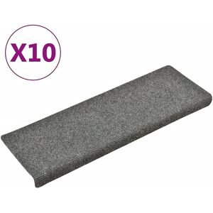 vidaXL Stair Mats 10 pcs Light Grey Needle Punch - Stair Mats vidaXL Stair Mats 10 pcs Light Grey Needle Punch - Stair Mats