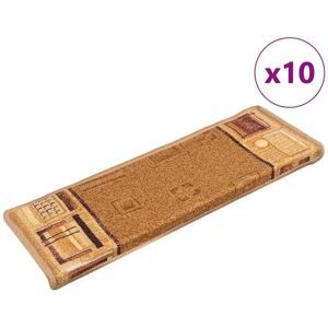vidaXL Selvklebende trappemåtter - Beige - 10 stk vidaXL Selvklebende trappemåtter - Beige - 10 stk