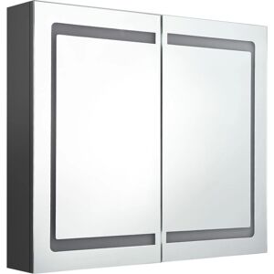 vidaXL LED szekrény do łazienki z lustrem - Szary - Magazyn łazienkowy vidaXL LED szekrény do łazienki z lustrem - Szary - Magazyn łazienkowy