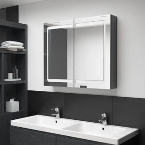 vidaXL LED Bathroom Mirror Cabinet Shining Grey - Bathroom Mirror Cabinet vidaXL LED Bathroom Mirror Cabinet Shining Grey - Bathroom Mirror Cabinet