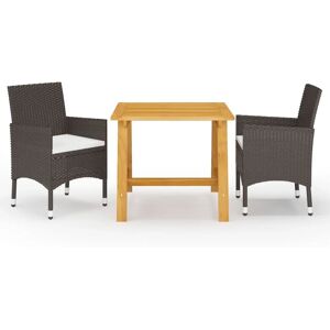 Juego de comedor de jardín Vida XL - Marrón - Conjunto de 3 piezas Juego de comedor de jardín Vida XL - Marrón - Conjunto de 3 piezas