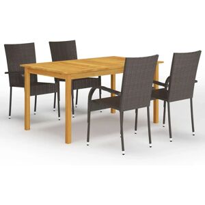 VidaXL Garden Dining Set 5 Piece Brown - Garden Dining Set VidaXL Garden Dining Set 5 Piece Brown - Garden Dining Set