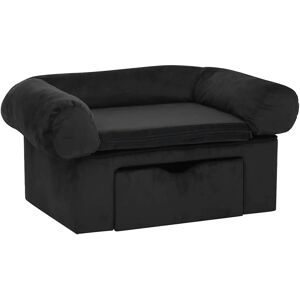 vidaXL Dog Sofa with Drawer - Black Plush Pet Bed vidaXL Dog Sofa with Drawer - Black Plush Pet Bed