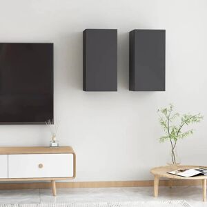 vidaXL Grey Wall-Mounted TV Cabinets - 2 pcs, 30.5x30x60 cm vidaXL Grey Wall-Mounted TV Cabinets - 2 pcs, 30.5x30x60 cm
